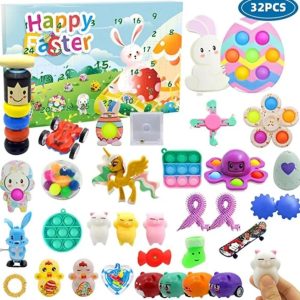 32PCS Easter Basket Stuffers for Kids – 25 Days Easter Countdown Advent Calendar – Fidget Toys – Assorted Styles – Item #5596