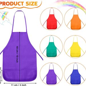Children’s Assorted 6 Colors Aprons – 2 Pockets – Art Smocks – Cooking Aprons – Item #5732