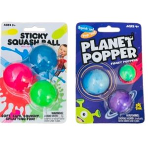 Sticky Squash Balls and Fidget Poppers – Assorted – Item #5899