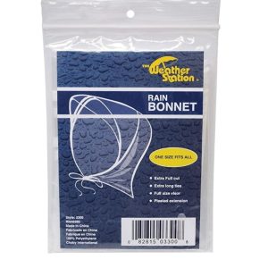 The Weather Station Plastic Rain Bonnet Hat – One Size Fits All – Item #5905