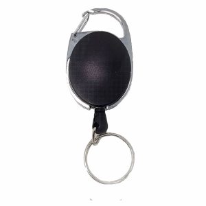 Black Retractable Carabiner – Belt Clip Key Ring Reel – Item #5100