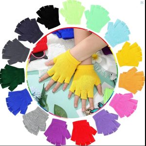 Kids Winter Fingerless Gloves – Half Finger Gloves for Boys and Girls – Assorted Colors – Item #5854