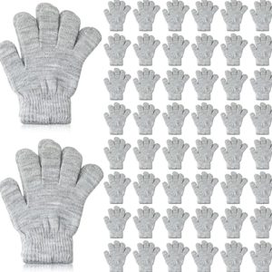 300 Pairs Kids Winter Gloves – Grey – Stretchy Full Finger Knitted Gloves for Boys Girls – Item #5744