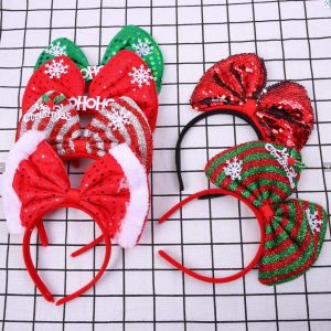 6 Pack Christmas Bow Headbands – Christmas Hair Hoops – 6 Assorted Styles – Item #5835-0866
