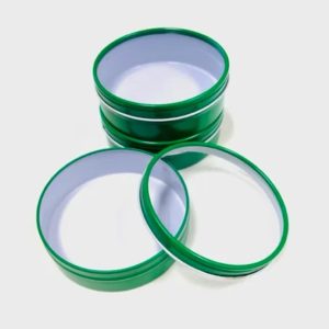 Mimi Pack 8 oz Tins – Shallow Round Tins with Clear Window Lids – Green– Item #5822