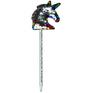 Reversible Sequin Pen – Measuring 9.5′ x 2″ – Black Ink – Multi Color/Silver Unicorn – Item #5920-2451721