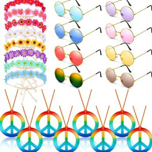 Assorted Retro Party Accessories – Sunflower Headbands – Sunglasses – Peace Sign Necklace – Item #5939