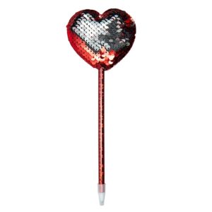 Reversible Sequin Pen – Measuring 9.5′ x 2″ – Black Ink – Red/Silver Heart – Item #5922-2451708