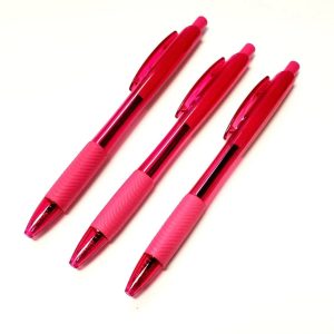 Tryit Style Translucent Pink Barrel Plastic Pens – Blue Ink – Item #5685