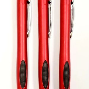 Thick Red Barrel Style Retractable Pens with Stylus- Black Ink