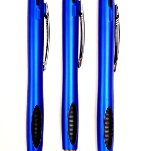 Thick Blue Barrel Style Retractable Pens With Stylus- Black Ink