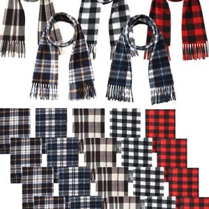 125 Pcs Plaid Winter Neck Scarfs – Soft Warm Classic Scarf – Unisex Black, Red, & Grey Scarf for Women & Men – Item #5765