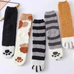 Girls’s Plush Fleece Cute Cat Paws Tube Socks – Item #5034