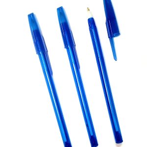 Translucent Blue Barrel Stick Pen – Black Ink – Item #5468