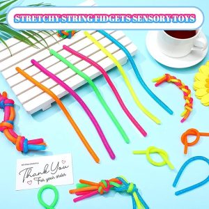 Stretchy Soft Glitter Fidget Noodles – Calming Sensory Stress Relief Toys – Assorted 3 Sizes – Items #6210