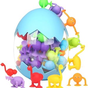 40 Pcs Kids Sensory Toys with Suction Cups – Dinosaur Eggshell Storage Container (BLUE) – Item #6225