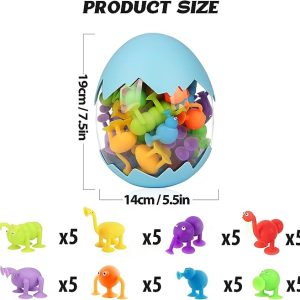 40 Pcs Kids Sensory Toys with Suction Cups – Dinosaur Eggshell Storage Container (BLUE) – Item #6225