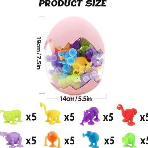 40 Pcs Kids Sensory Toys with Suction Cups – Dinosaur Eggshell Storage Container (PINK) – Item #6224