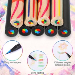 Rainbow Colored Pencils – 7 Color in 1 Black Wooden and Rainbow Pencil 4 Color in 1 Colored – Assorted – Item #6496
