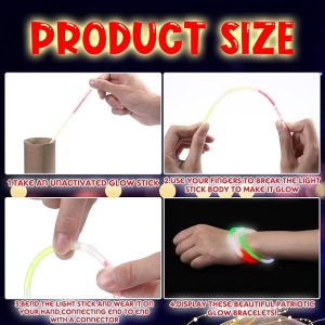 8 Inch Red, White and Green Glow Stick Bracelets – Item #6482